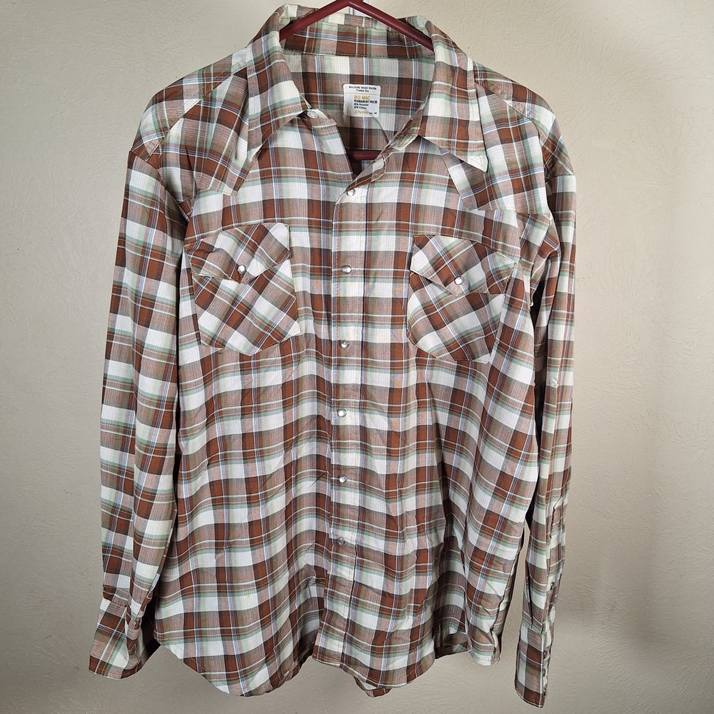 Big Mac Perm Press Vintage Pearl Snap Western Shirt Long Sleeve Striped